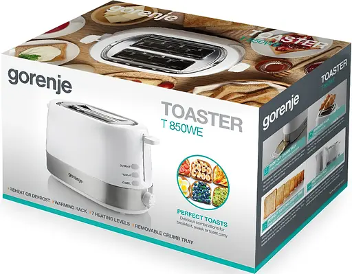 Тостер Gorenje 850 Вт пластик / метал функц. розморож автовідключення білий - фото 6