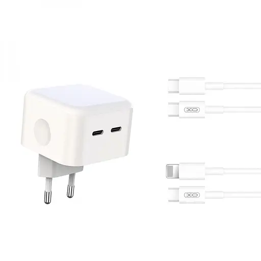 Зарядний пристрій XO L102 35 W 2 порти type-C + кабель Type-C Lightning - фото 4