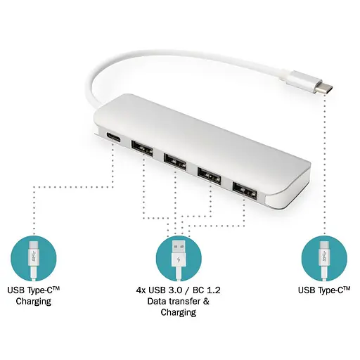 USB-Хаб Digitus USB-C 4xUSB-A/USB-C (DA-70242-1) - фото 7