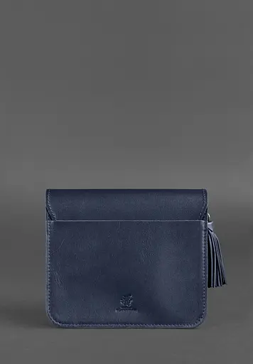 Шкіряна жіноча бохо-сумка Лілу темно-синя - фото 5