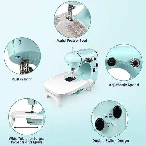 Портативная швейная машина YurDoca с удлинителем и подсветкой, модернизированная, двухнитные переключатели двойной скорости - фото 7