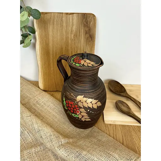 Глек керамічний (глиняний) різьблений з ручкою Золотий Колосок 2.5 л