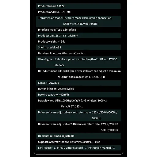 Миша Ajazz AJ159P MC Charging Dock Black (AJ159P-MC-B) [141349] - фото 4