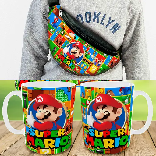 Подарунковий набір: Сумка-бананка + Кружка Супер Маріо, дитячий, для хлопчика (00198)