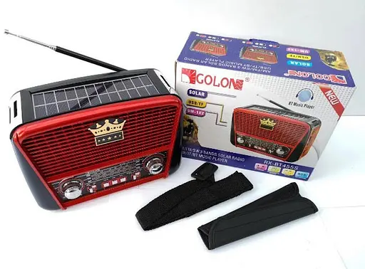 Радіоприймач Golon RX-455S акумуляторне радіо Solar USB Червоний - фото 5