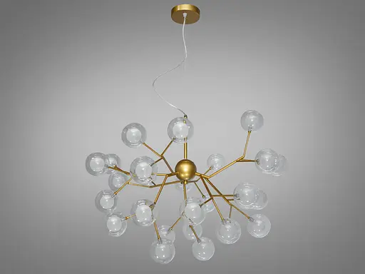 Дизайнерская люстра "Светлячок", 27 ламп, золото сатин, - фото 1