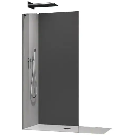 Душова перегородка Koer SR SP02-100x200-TR-07 Прозоре скло Walk-In Easy Clean 8 мм, graphite KR5397, прозоре, графіт - фото 1