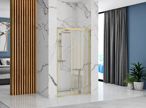 Душевые двери Rea Alex 100 brushed gold REA-K2500, прозрачный, золотой - фото 5