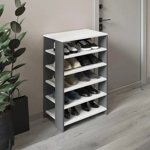 Тумба для взуття VAYS взуттєва полиця M-36 білий-антрацит