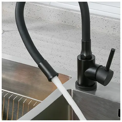 Смеситель для кухни с гибким изливом Wezer EKO4E-01-BLACK Черный матовый - фото 4