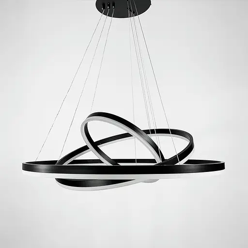 Подвесная люстра в черном корпусе на три кольца 80, 60 и 40 см Ст. MJ 93-800+600+400 BK Line F - фото 5