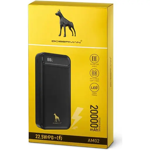 Зовнішній акумулятор Doberman AM02 20000mAh 22.5W Black [110385] - фото 4