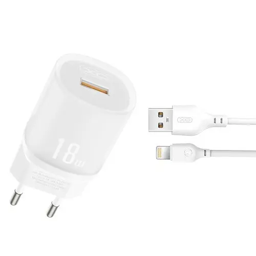 Сетевое зарядное устройство XO L157 QC3.0 18W Charging Charger with Lightning cable белый - фото 3