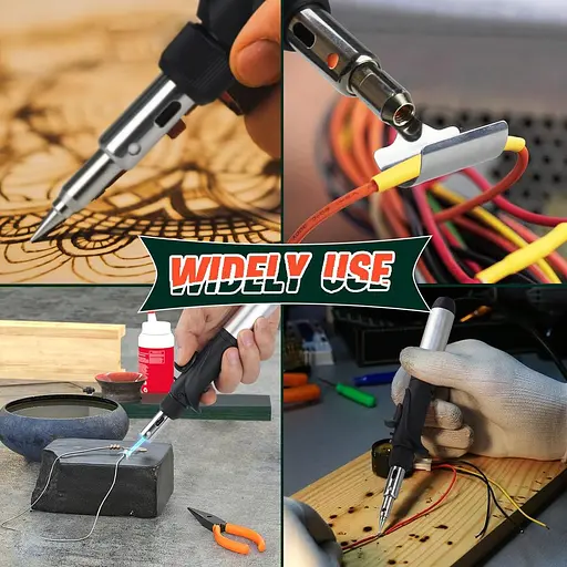 Бутановий паяльник FROGBRO комплект самозаймистий регульована температура полум'я макс 2372℉, бездротовий з 6 наконечниками - фото 7