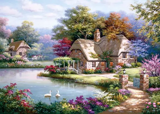 Пазл Anatolian Коттедж у озера с лебедями 1500 эл. (4529) - фото 2