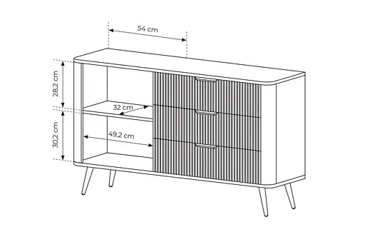 Комод Perfect Home Ланте / Lante 1-дверний з 3 шухлядами і чорними ніжками 1D3S/138 Чорний (PFH-091117) - фото 4