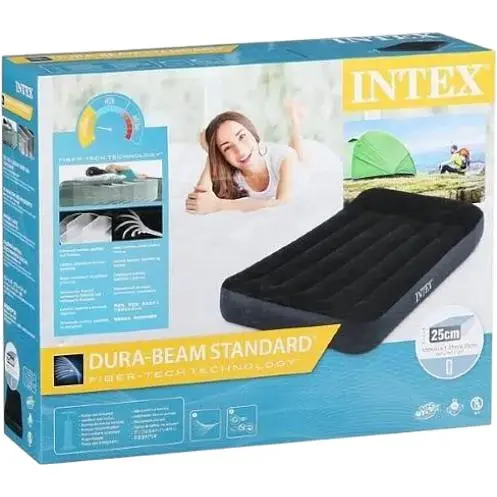 Надувне велюрове ліжко Intex 64141 з підголівником, 191x99x25 см - фото 4