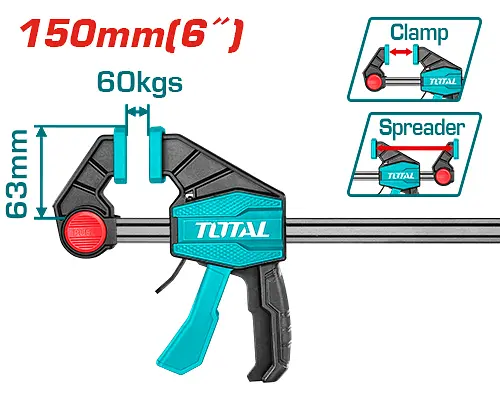 Струбцина TOTAL THT1340601 швидкозажимна, 63х150мм, 60кг