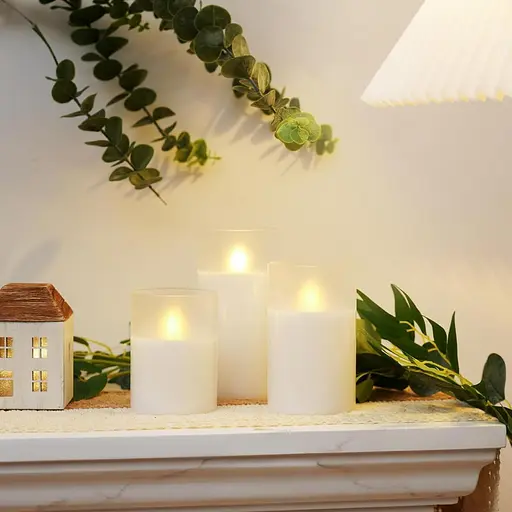 Мерехтливі свічки Amagic з прозорого скла з реалістичним полум'ям, що танцює, світлодіодні - фото 2