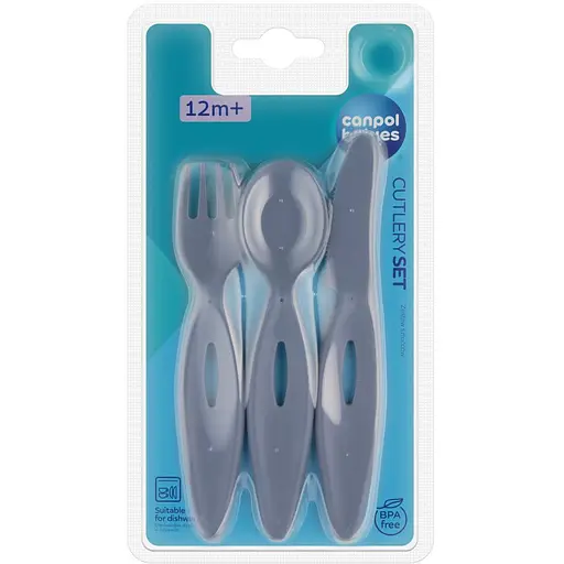 Набір столових приборів Canpol babies виделка, ніж та ложка блакитний (31/418_blu) - фото 3