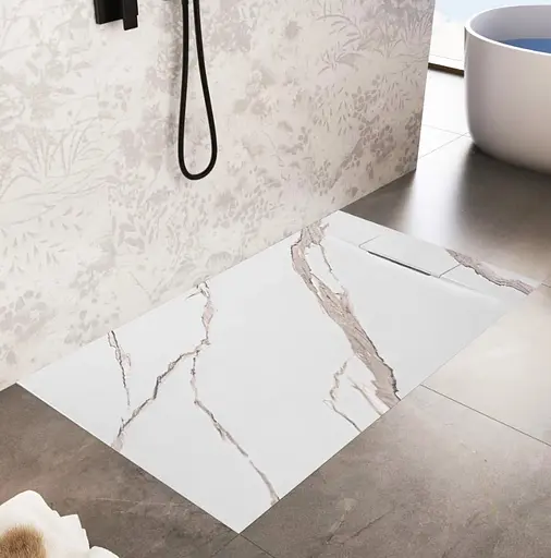 Душовий піддон Rea Bazalt 80x100 carrara white REA-K7000 Мармур - фото 6