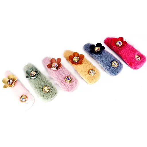 Зажим-хлопушка для волос "Мех с украшением" La-beauty 1200-195, 6 штук - фото 1