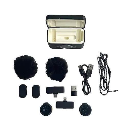 Беспроводной петличный микрофон Funsnap A6S / 2 TX + RX / 2 микрофона / до 30 ч работы / дальность 100 м / Type-C / Lightning - фото 8