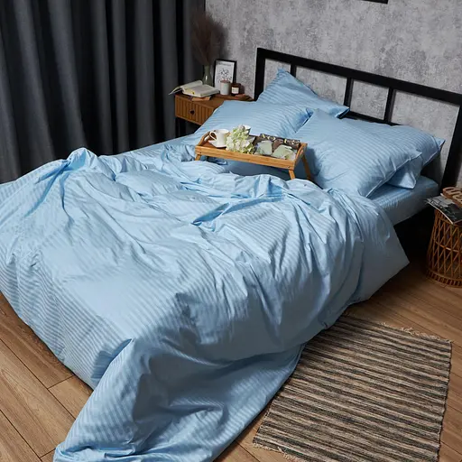 Комплект постільної білизни Moon&Star Satin Stripe Ocean Calm двоспальний 175х210 наволочки 2х50х70 - фото 5