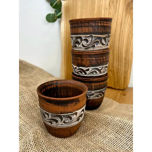 Склянка керамічна (глиняна) різьблена №7 400 мл