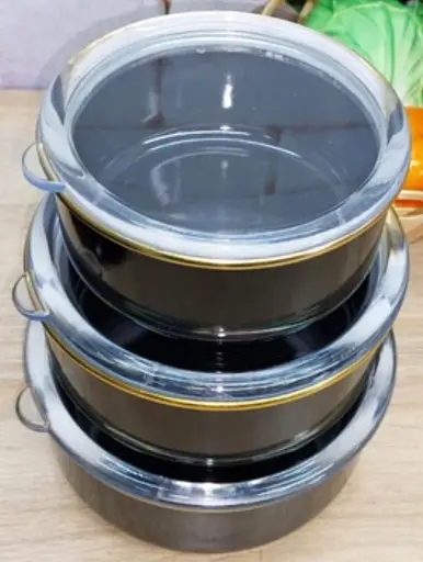 Набор эмалированных контейнеров O.M.S. Collection 10200 для еды 3 предмета Черный (Турция) - фото 4