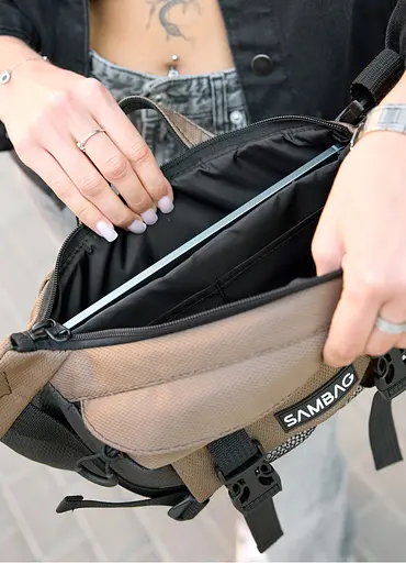 Большая женская поясная сумка бананка Sambag DynamicDart орех 38×21×7 см (80411119) - фото 7