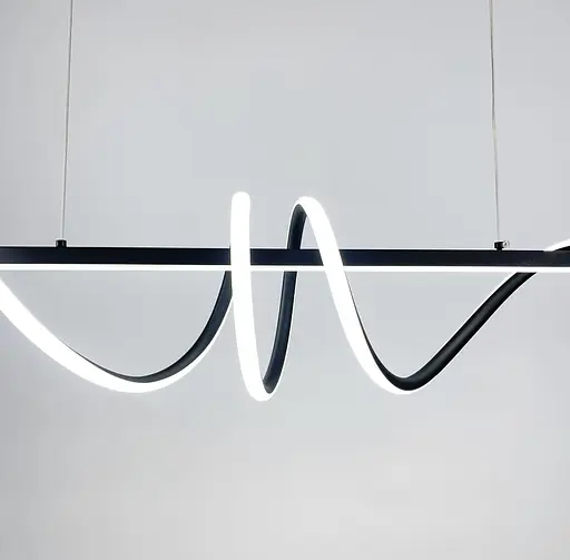 Скандинавська LED люстра у чорному корпусі 120х23 см | Line F | Арт. H24L-1200 BK - фото 5