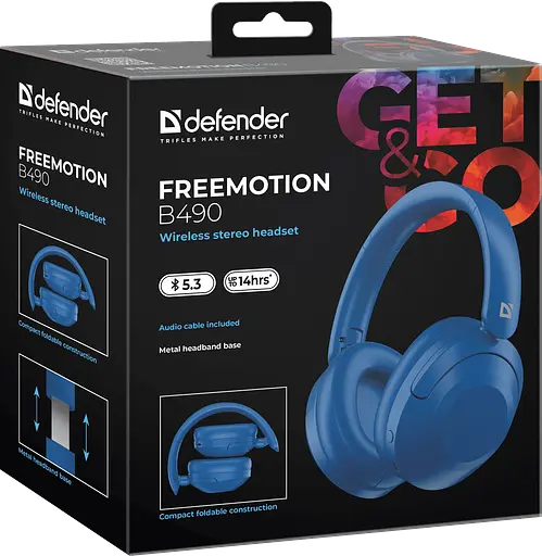 Наушники FreeMotion B490 Bluetooth Blue (63490) Defender teh0021341 - фото 6