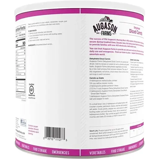 Морковь нарезанная сублимированная Augason Farms с большим сроком годности 25 лет 216 порций - фото 2