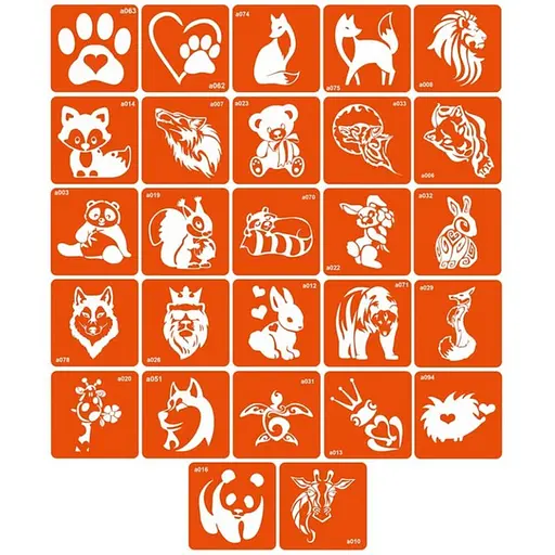 Набір трафаретів для біо-тату A - тварини a_simple_5x5_27_1