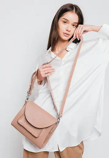 Женская кожаная сумка Liv карамель краст - фото 2