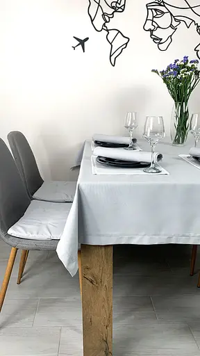 Водоотталкивающая cкатерть однотон 180х110 см Серый - фото 3