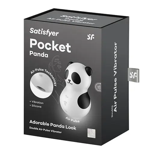 Вакуумний стимулятор клітора із вібрацією Satisfyer Pocket Panda чорно-білий - фото 7