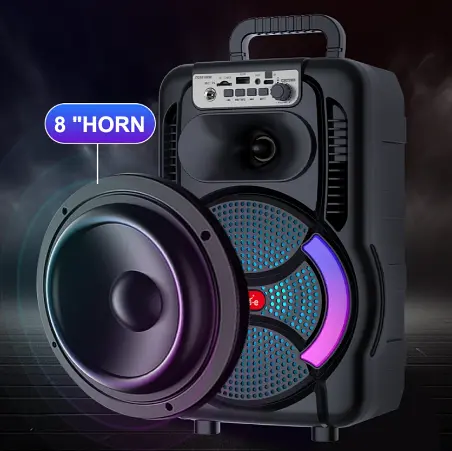 Портативна колонка Sing-e ZQS-8166  з  мікрофонам та пультом Акустична система RGB підсвічування Чорний  200 Вт - фото 5