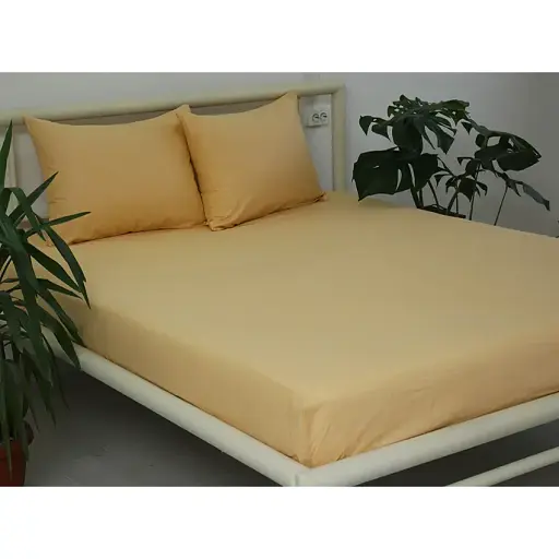 Простыня на резинке с наволочками TAG Tekstil Apricot Cream 160х200х20 см 000224332 - фото 1