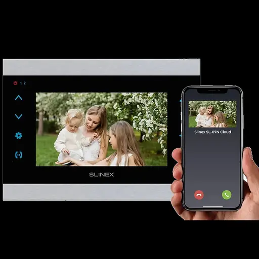 Wi-Fi відеодомофон Slinex SL-07N Cloud (silver/black), AHD, 7” сенсорний IPS екран, переадресація на тел Smart Call, 230×165×22 мм