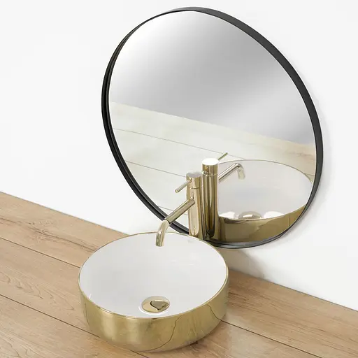 Умивальник Rea Sami gold white накладний REA-U1801, Золотий - фото 3