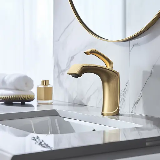 Змішувач для умивальника золотий Nett PG-33 Золотий - фото 3