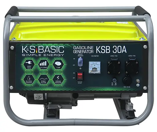 Генератор Синхронний KonnerSohnen BASIC KSB 30A, 230В, 2.8кВт, ручний стартер, 36.2кг / 2500 Вт / Бензин (KSB30A) - фото 1