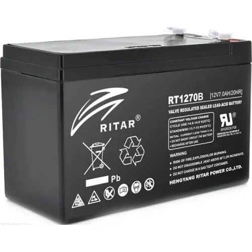 Акумулятор Ritar AGM RT1270B, Black Case, 12V 7.0Ah