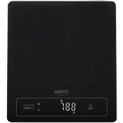 Ваги кухонні Camry CR 3175 black електронні/ 15кг/ г; мл, унція/ USB type C/ автовимкнення/ скло - фото 1