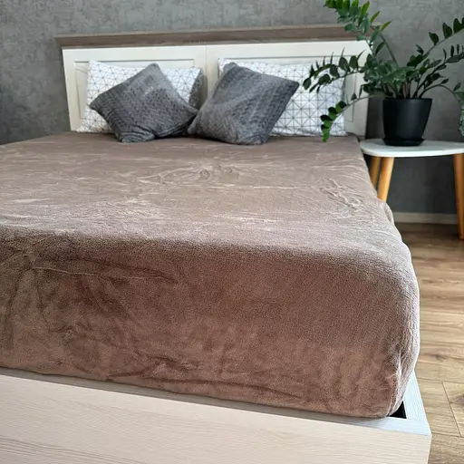 Наматрасник Epico Велюр однотонный на резинке по периметру 200х160 Коричневый - фото 2