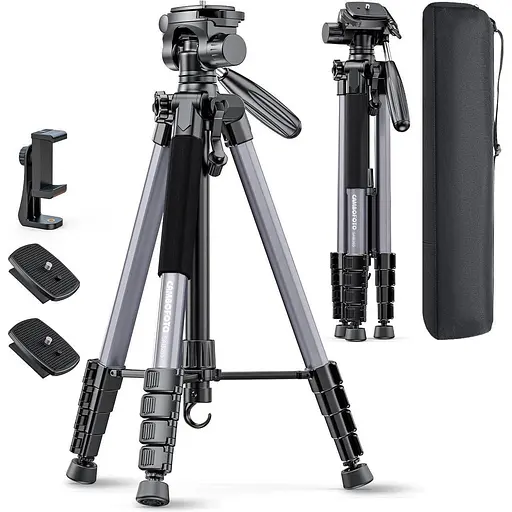 CAMBOFOTO 74"-Camera-Tripod, професійний алюмінієвий штатив/підставка для ніг Бездзеркальна камера/DSLR/Мобільний телефон