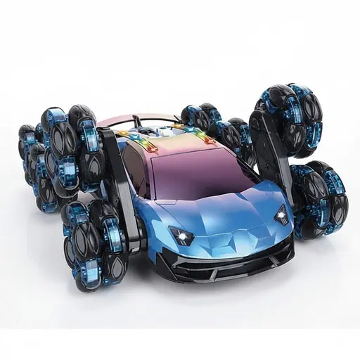 Радиоуправляемая трюковая машина HG 4-16-01, 8 роликовых колес, парогенератор, перевороты колес, акум. 3.7V, Синий