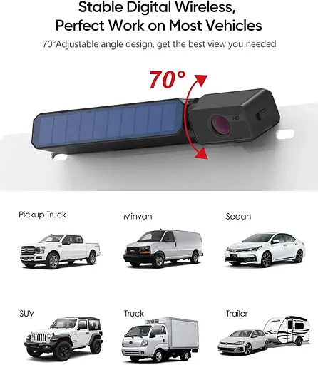 Сонячна бездротова резервна камера заднього огляду для автомобіля Foxpark - фото 2